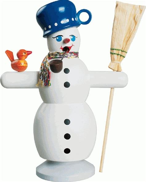 Seiffener Volkskunst German Incense Smoker Snowman With