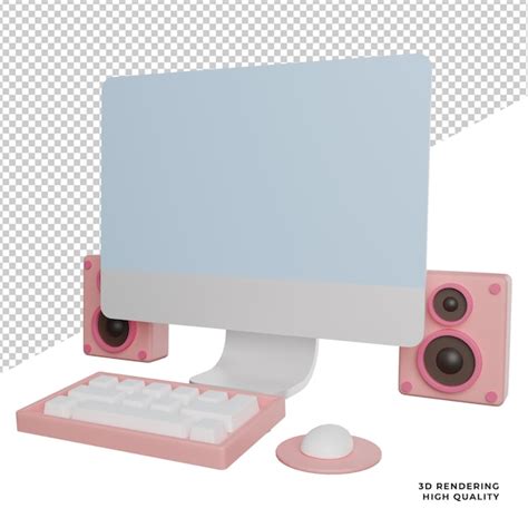 Premium Psd Pc Gadget With Speaker Side View 3d Rendering