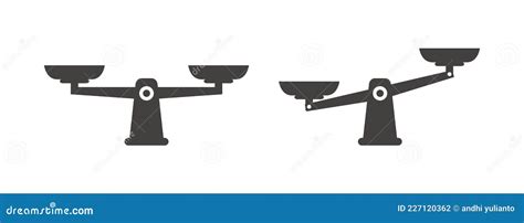 Scale Of Justice Line Icon Vector Set Leaning On One Side Scale Of