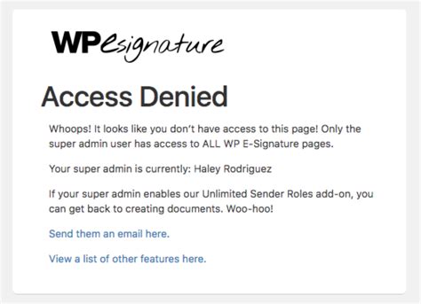 Access Denied Message Wp E Signature Docs