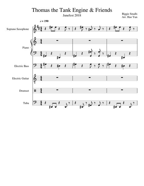 Thomas The Tank Engine And Friends Wip Sheet Music For Piano Soprano Saxophone Bass Guitar