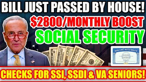 Bill Just Passed 2800 Monthly Boosted Social Security Checks For Ssi
