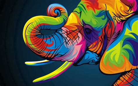 Oil Paintings Canvas Abstract Elephant Colorful Animals Wall Art Home