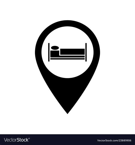 Map Pointer Icon With Hostel Or Hotel Sign Vector Image