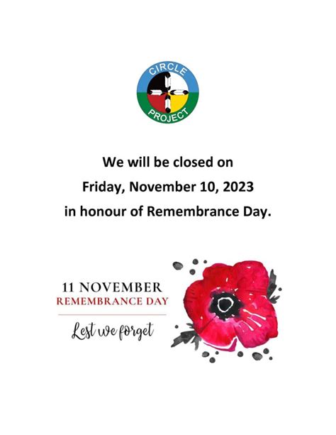 Office Closure In Honour Of Remembrance Day 2023 The Circle Project