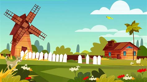 Farm Barn And Wind Mill Free Cartoon Background Loop Youtube