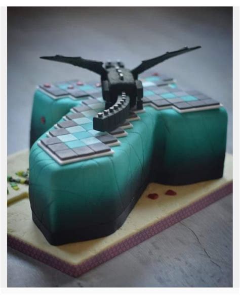 Minecraft Ender Dragon Cake Dragon Birthday Cakes Minecraft Ender Dragon Diy Minecraft