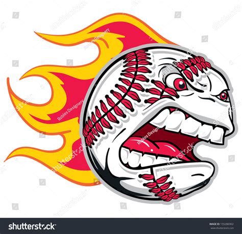 Angry Flaming Screaming Baseball Stock Vector 155286902 Shutterstock
