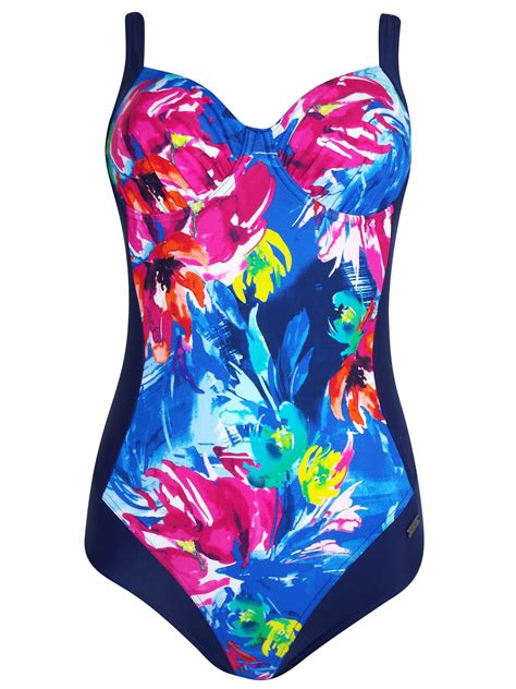 Naturana Naturana Navy Floral Print Underwired Swimsuit Size 10