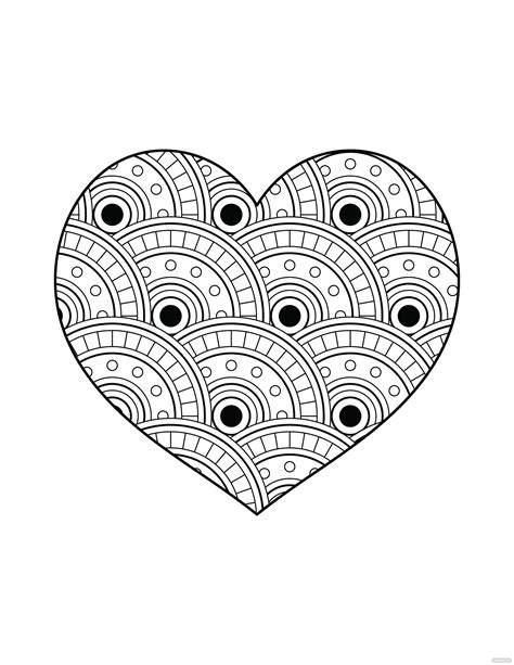 Free Heart Shaped Mandala Coloring Page Eps Illustrator  Png