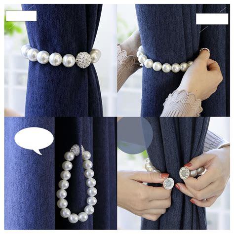 4pcs Curtain Pearl Tiebacks Set Curtain Hold Drape Tie Backs Decorative