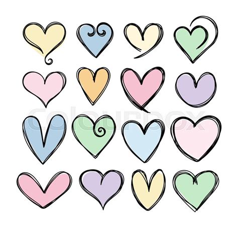 Collection Of Cute Hand Drawn Hearts Stock Vector Colourbox