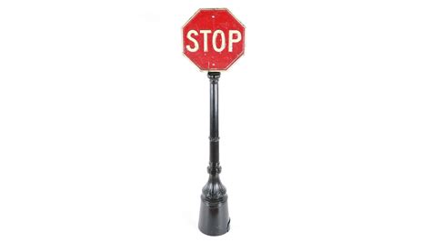 Double Sided Stop Sign On Vintage Ornate Pole 24x98x16 M206 Charles