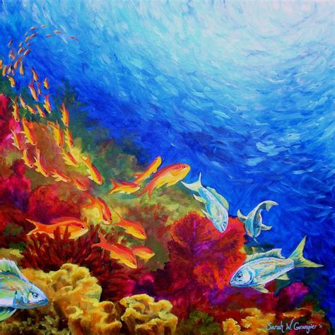 Buy original art worry free with our 7 day money back guarantee. Pacific Reef 1 Painting by Sarah Grangier