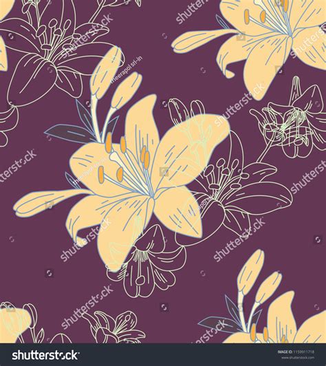 Seamless Background Lilly Flowers Illustration Stock Vector Royalty