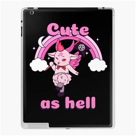 An Ipad Case With The Words Cute As Hell And A Pink Unicorn On It S Back