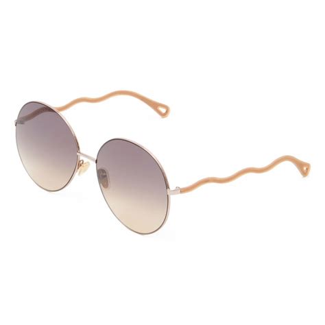 chloé noore round sunglasses in metal and silicon gold brown ocher chloé eyewear avvenice