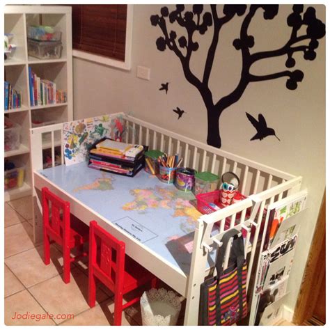 I Upcycled The Kids Old Cot Into A Desk Using Ikea Cot And Other Items