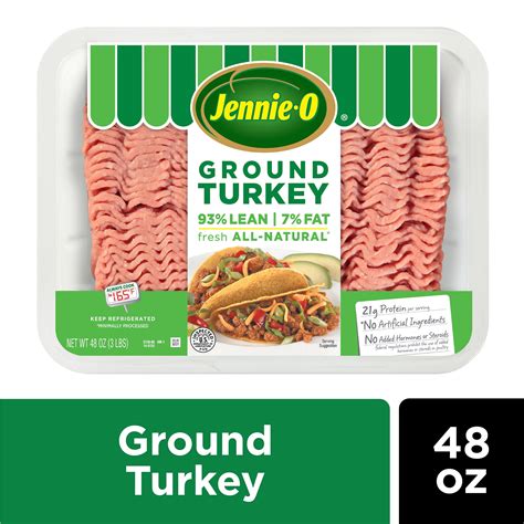 Jennie O Fresh Ground Turkey 93 Lean 7 3 Lb Tray Walmart Com