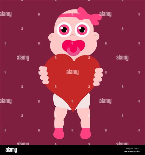 Baby Girl With Heart Stock Vector Isolated Illustration Stock Vector
