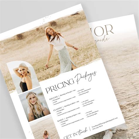 Senior Photography Pricing List Guide Template Pricing Sheet Etsy