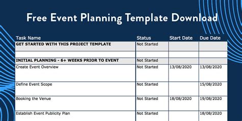 Free Event Planning Template Download Project Central