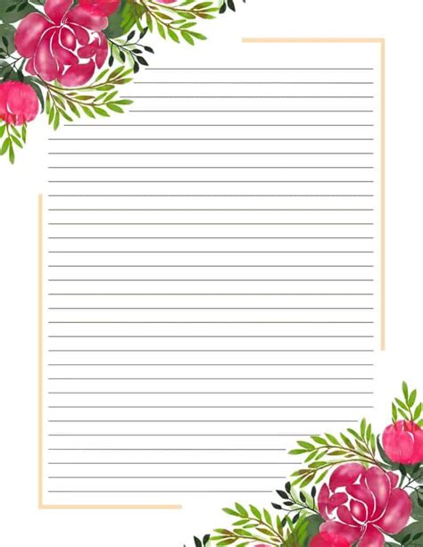 Printable Floral Lined Paper Pastel Writing Paper Printable 79f