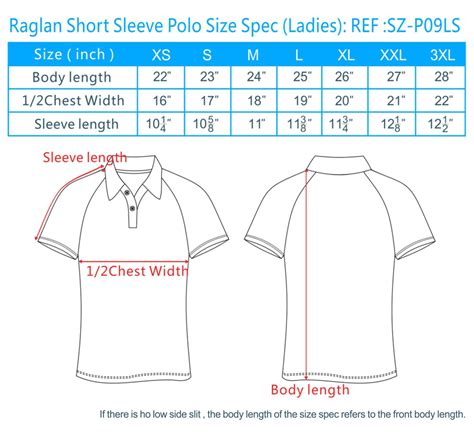 Polo T Shirt Size Chart Polo T Shirt Size Guide Mens