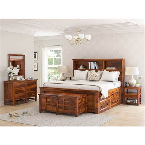 Mission Modern Solid Wood Full Size Platform Bed 7pc Bedroom Set