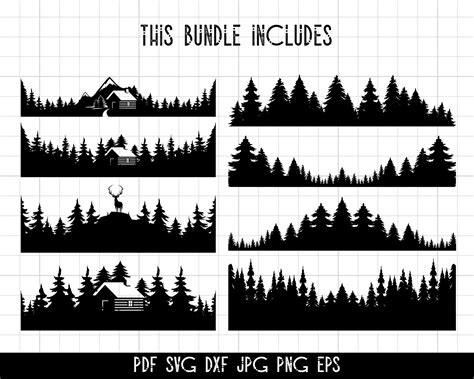 Forest SVG Bundle Tree Line Svg Trees SVG Pine Tree Svg Etsy UK