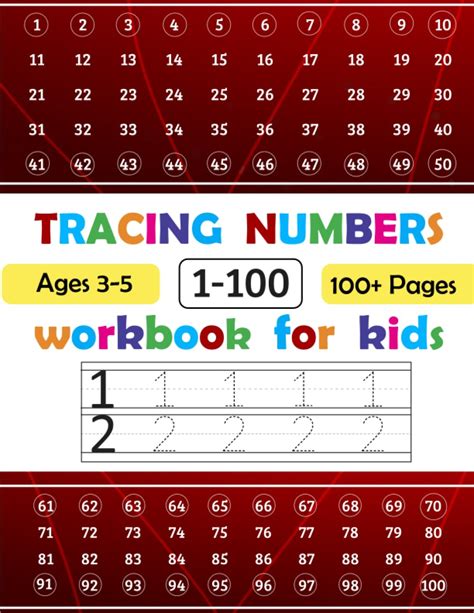 Tracing Numbers 1 100 Workbook For Kids Learn The Numbers