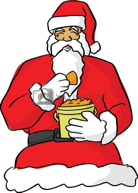 Santa Claus Eating Food Vector Illustration Sketch Doodle Hand D By