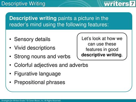 Ppt Descriptive Writing Powerpoint Presentation Free Download Id