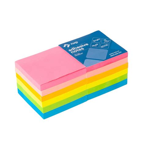 Nxp Self Adhesive Removable Sticky Notes Bright Colours X Mm Pack