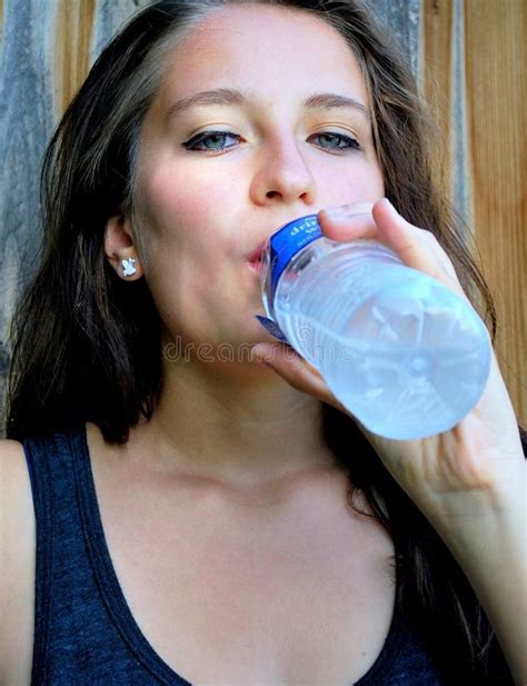Female Beauty Drinking Bottled Water Stock Photo Image Of Woman