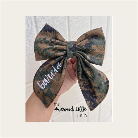 Large Personalized Fable Bow Military Bow Hair Accessories Marine Bow Army Baby Bow Ocp
