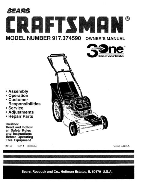 Craftsman Lawn Mower 91737459 User Guide