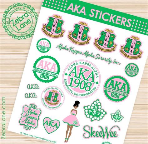 AKA Sticker Sheet Alpha Kappa Alpha Aka Sorority Gifts Alpha Kappa