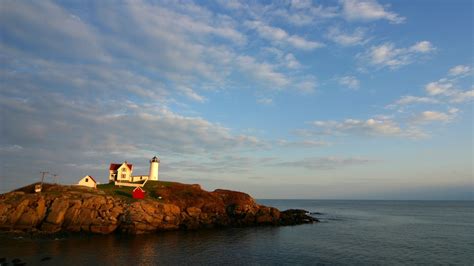 Full Hd Wallpaper Island Rock Lighthouse Denmark Sea Dream