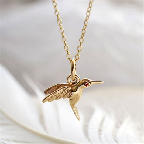 Nine Carat Gold Hummingbird Necklace With Ruby By Lily