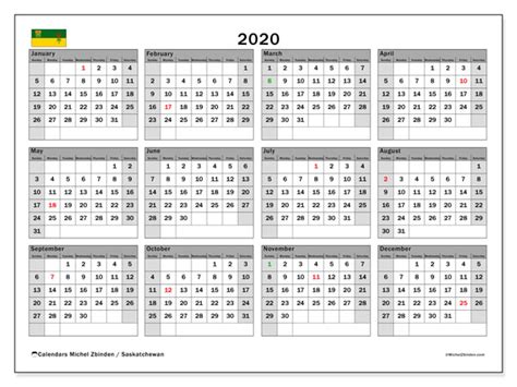 2020 Calendar Saskatchewan Canada Michel Zbinden En