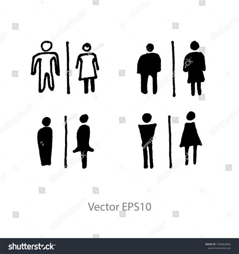 Restroom Male Female Sign Sketch Vector Stock Vector Royalty Free
