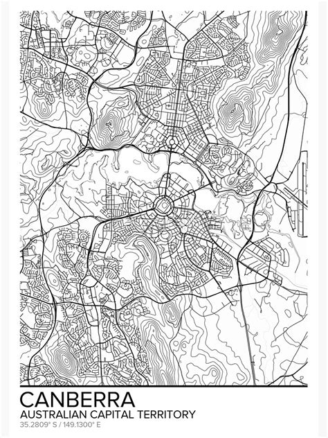 Lámina Artística Cartografía Del Mapa De Canberra Arte De La Pared De