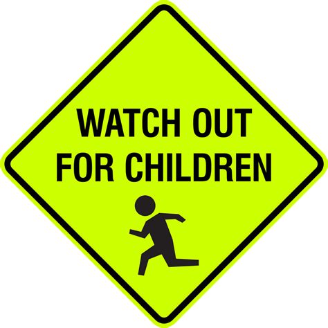 Watch Out For Children Sign W Symbol Screen Printed 8 Years
