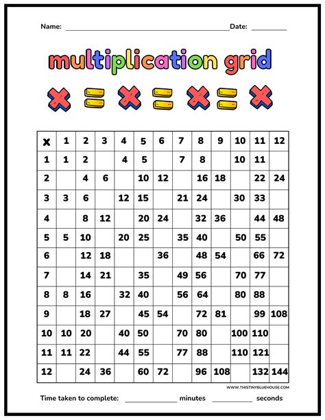 Multiplication Chart Fill In Worksheet Multiplication Chart Free