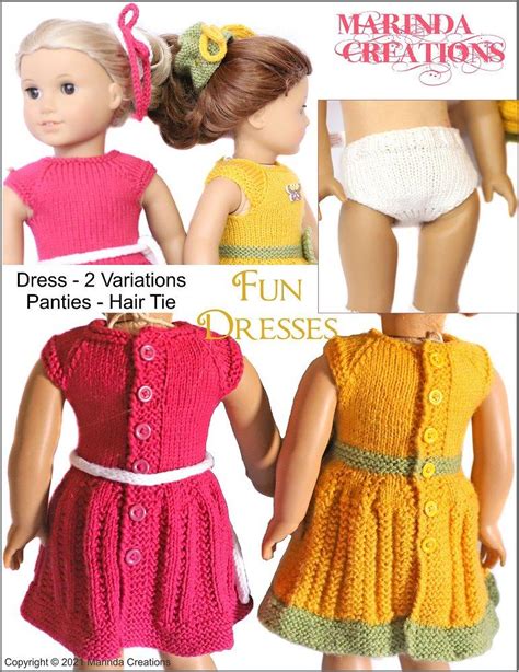 marinda creations fun dresses doll clothes knitting pattern 18 inch dolls