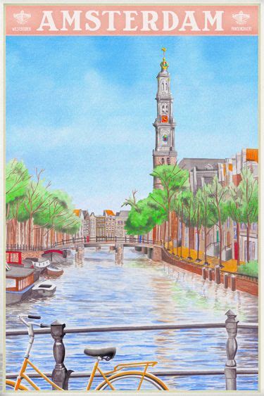 Travelposter Of Amsterdam Westerkerk Reisposter Ansichtkaart