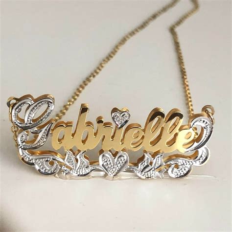 Personalized Double Name Plate Necklace With Silver And Gold Plated Ebay