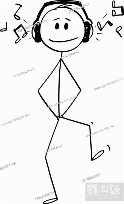 Vector Cartoon Stick Figure Drawing Conceptual Illustration Of Happy