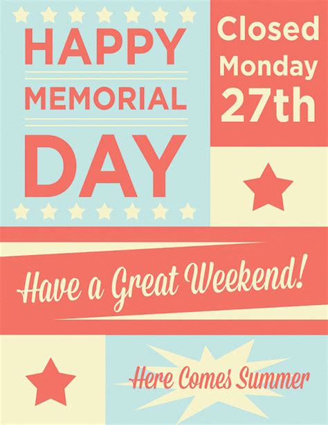 Closed Memorial Day Sign Free Download Aashe